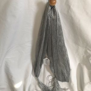 NWT Silver Mesh w/Tassels Fashion Scarf